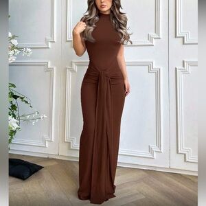 Elegant Brown Maxi Dress